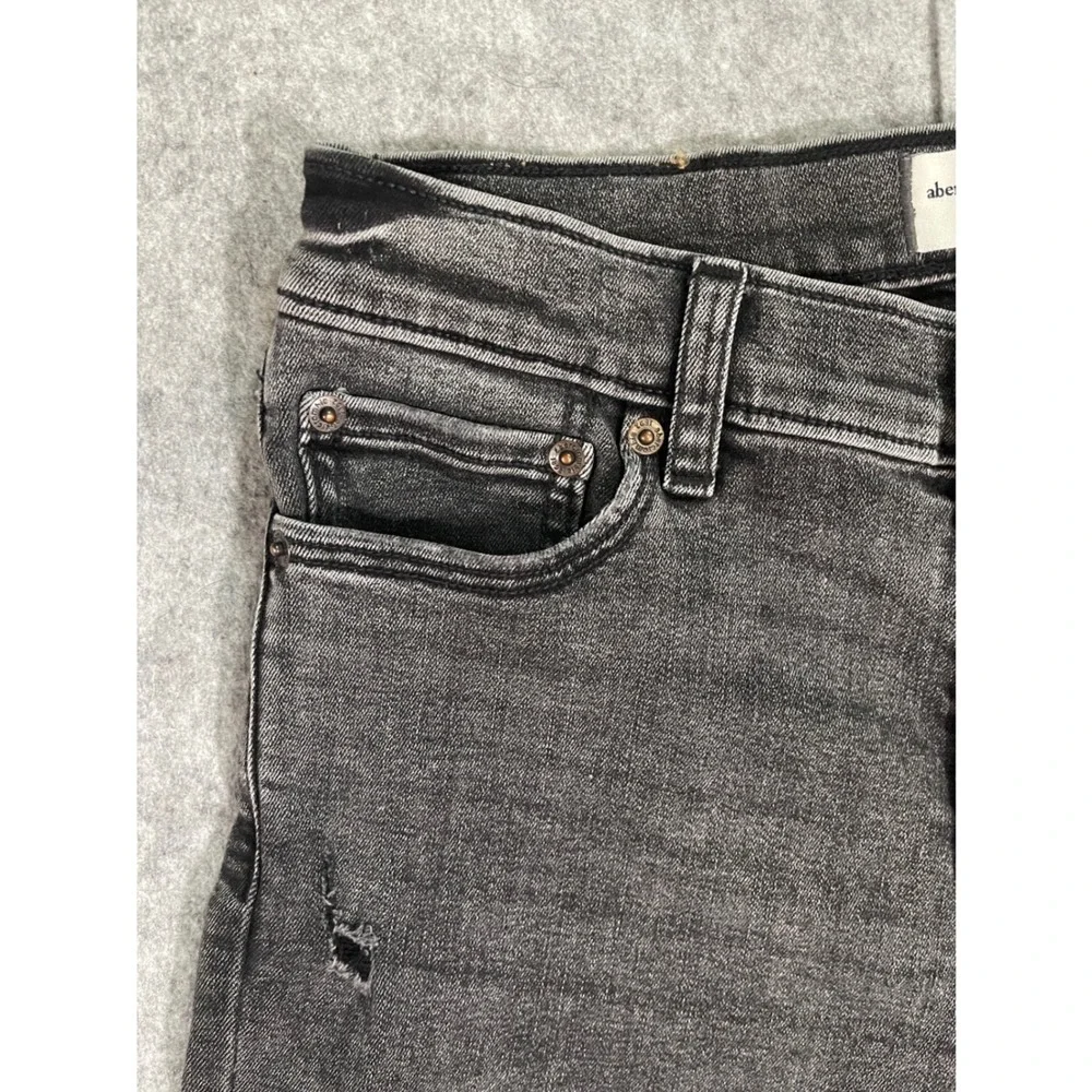 Abercrombie Kids Straight Leg Jeans Distressed Faded Black Size 13/14 Long